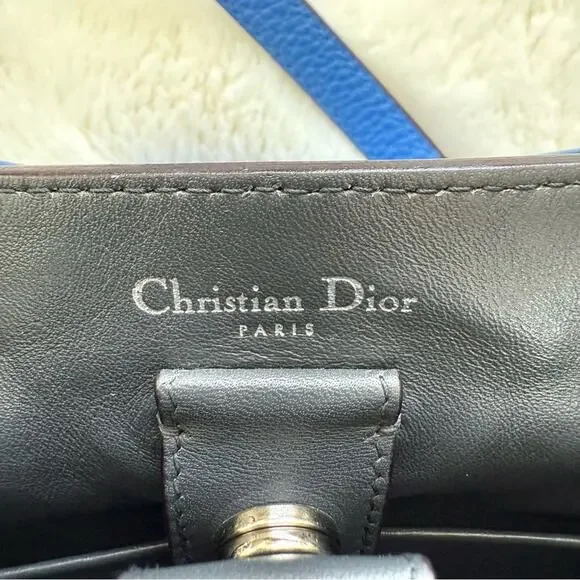 Christian Dior mini electric blue grained calf leather small Bag Authentic